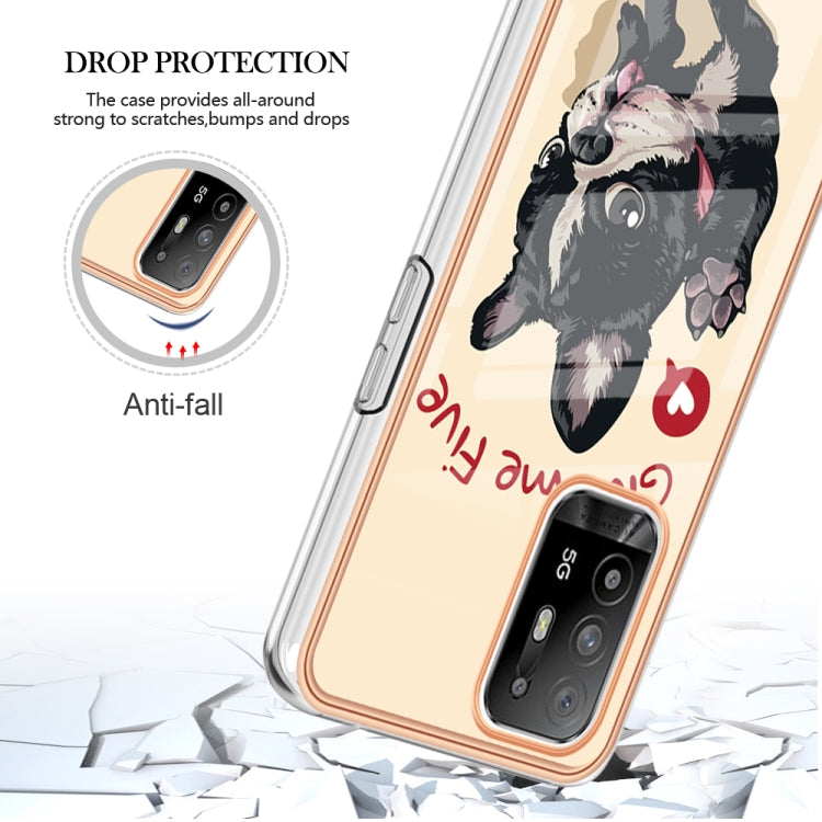 For OPPO A94 5G / A95 5G Electroplating Marble Dual-side IMD Phone Case(Lucky Dog) - OPPO Cases by PMC Jewellery | Online Shopping South Africa | PMC Jewellery | Buy Now Pay Later Mobicred