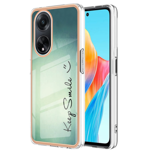 For OPPO A98 Electroplating Marble Dual-side IMD Phone Case(Smile) - OPPO Cases by PMC Jewellery | Online Shopping South Africa | PMC Jewellery | Buy Now Pay Later Mobicred