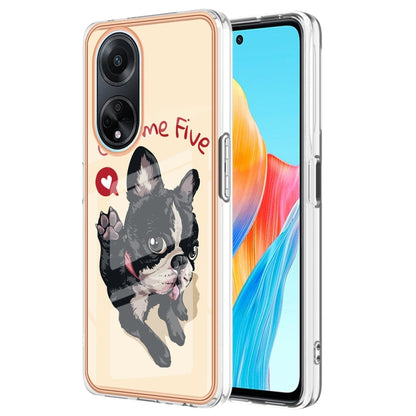 For OPPO A98 Electroplating Marble Dual-side IMD Phone Case(Lucky Dog) - OPPO Cases by PMC Jewellery | Online Shopping South Africa | PMC Jewellery | Buy Now Pay Later Mobicred