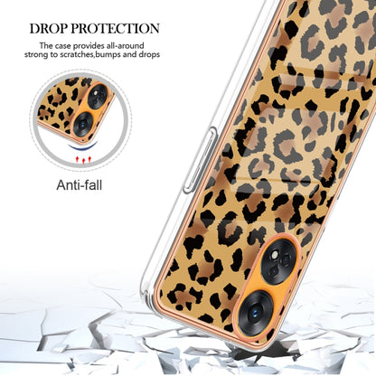 For OPPO Reno8 T 4G Electroplating Marble Dual-side IMD Phone Case(Leopard Print) - OPPO Cases by PMC Jewellery | Online Shopping South Africa | PMC Jewellery | Buy Now Pay Later Mobicred