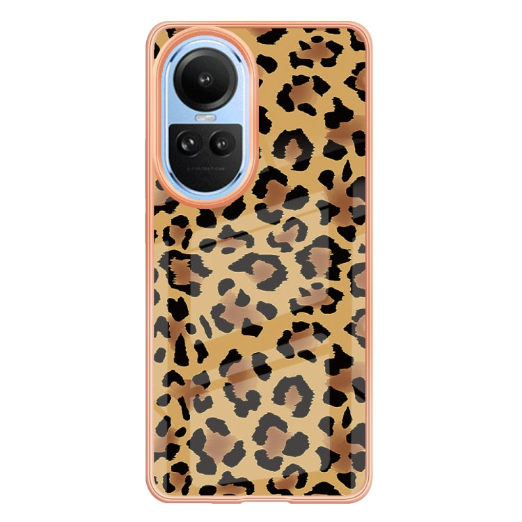 For OPPO Reno10 5G Global Electroplating Marble Dual-side IMD Phone Case(Leopard Print) - OPPO Cases by PMC Jewellery | Online Shopping South Africa | PMC Jewellery | Buy Now Pay Later Mobicred