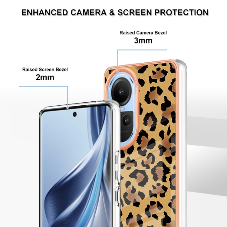 For OPPO Reno10 5G Global Electroplating Marble Dual-side IMD Phone Case(Leopard Print) - OPPO Cases by PMC Jewellery | Online Shopping South Africa | PMC Jewellery | Buy Now Pay Later Mobicred