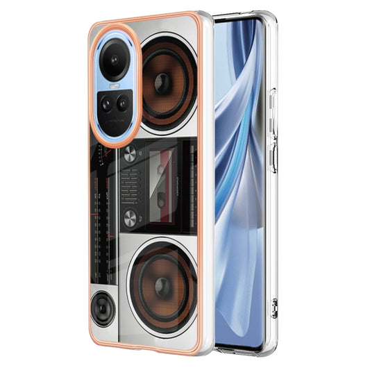 For OPPO Reno10 5G Global Electroplating Marble Dual-side IMD Phone Case(Retro Radio) - OPPO Cases by PMC Jewellery | Online Shopping South Africa | PMC Jewellery | Buy Now Pay Later Mobicred