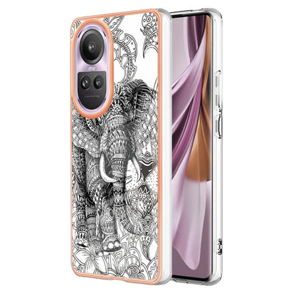 For OPPO Reno10 Pro 5G Global Electroplating Marble Dual-side IMD Phone Case(Totem Elephant) - OPPO Cases by PMC Jewellery | Online Shopping South Africa | PMC Jewellery | Buy Now Pay Later Mobicred