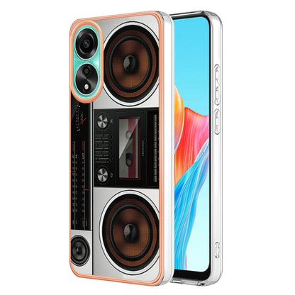 For OPPO A78 4G Electroplating Marble Dual-side IMD Phone Case(Retro Radio) - OPPO Cases by PMC Jewellery | Online Shopping South Africa | PMC Jewellery | Buy Now Pay Later Mobicred