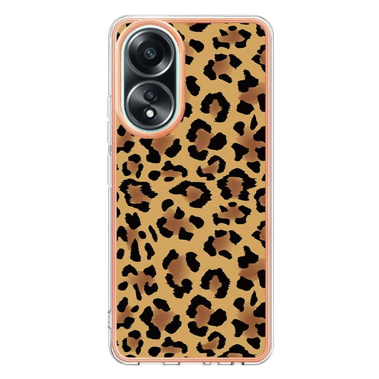 For OPPO A58 4G Electroplating Marble Dual-side IMD Phone Case(Leopard Print) - OPPO Cases by PMC Jewellery | Online Shopping South Africa | PMC Jewellery | Buy Now Pay Later Mobicred