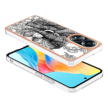 For OPPO A58 4G Electroplating Marble Dual-side IMD Phone Case(Totem Elephant) - OPPO Cases by PMC Jewellery | Online Shopping South Africa | PMC Jewellery | Buy Now Pay Later Mobicred