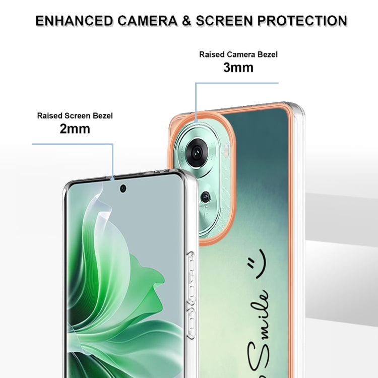 For OPPO Reno11 5G Global Electroplating Marble Dual-side IMD Phone Case(Smile) - Reno11 Cases by PMC Jewellery | Online Shopping South Africa | PMC Jewellery | Buy Now Pay Later Mobicred