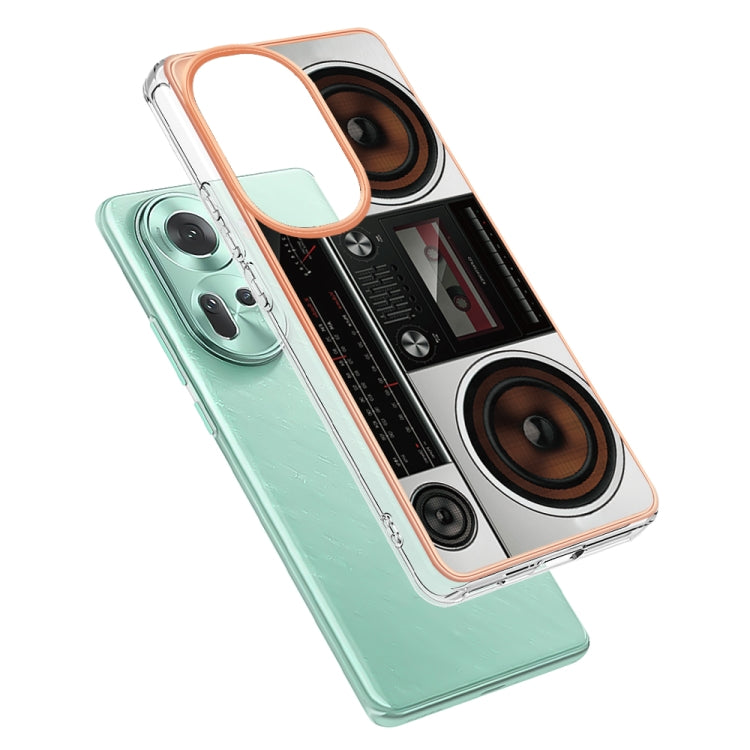 For OPPO Reno11 5G Global Electroplating Marble Dual-side IMD Phone Case(Retro Radio) - Reno11 Cases by PMC TechLife | Online Shopping South Africa | PMC TechLife | Buy Now Pay Later Mobicred