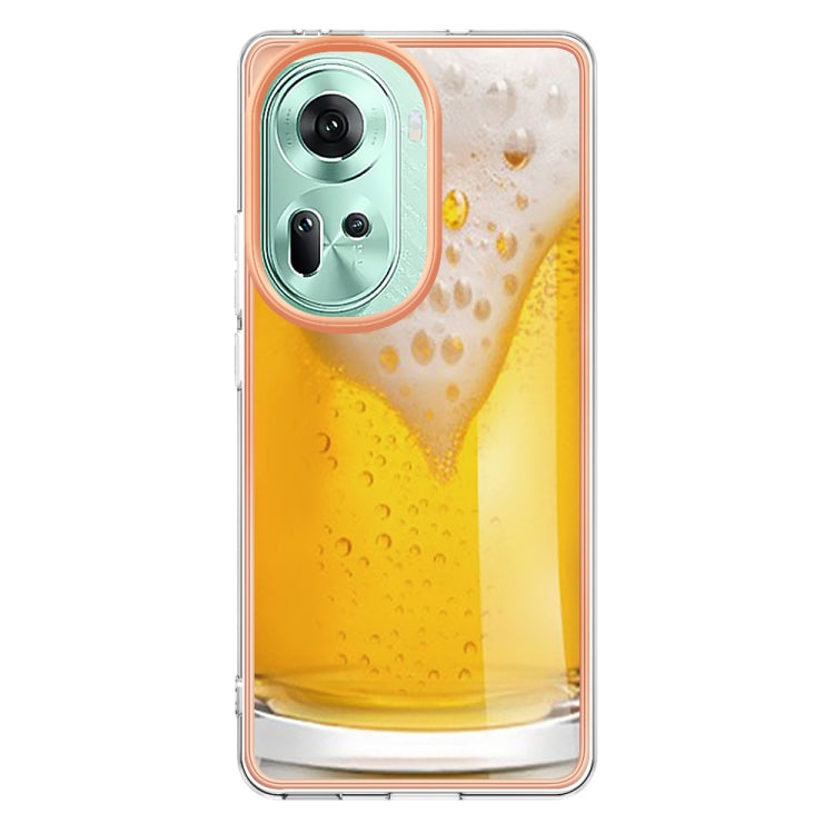 For OPPO Reno11 5G Global Electroplating Marble Dual-side IMD Phone Case(Draft Beer) - Reno11 Cases by PMC Jewellery | Online Shopping South Africa | PMC Jewellery | Buy Now Pay Later Mobicred