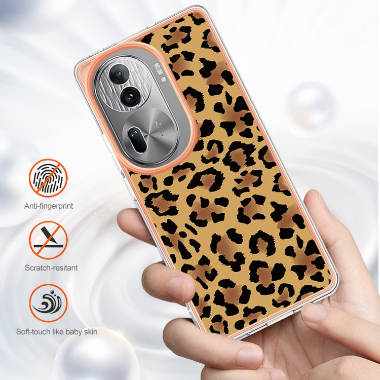 For OPPO Reno11 Pro 5G Global Electroplating Marble Dual-side IMD Phone Case(Leopard Print) - Reno11 Pro Cases by PMC Jewellery | Online Shopping South Africa | PMC Jewellery | Buy Now Pay Later Mobicred