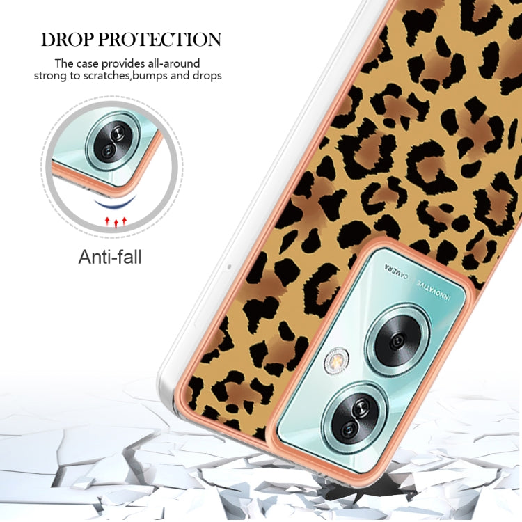 For OPPO A79 5G Global Electroplating Marble Dual-side IMD Phone Case(Leopard Print) - OPPO Cases by PMC Jewellery | Online Shopping South Africa | PMC Jewellery | Buy Now Pay Later Mobicred