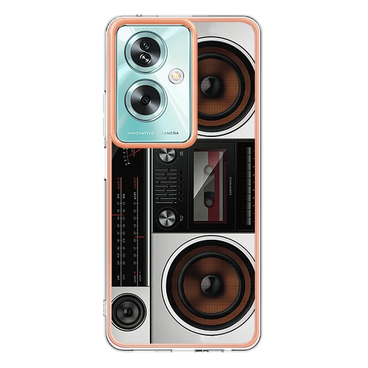 For OPPO A79 5G Global Electroplating Marble Dual-side IMD Phone Case(Retro Radio) - OPPO Cases by PMC TechLife | Online Shopping South Africa | PMC TechLife | Buy Now Pay Later Mobicred