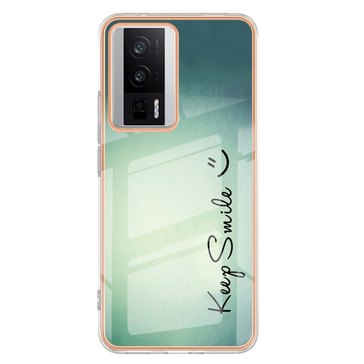 For Xiaomi Poco F5 Pro 5G / Redmi K60 Electroplating Marble Dual-side IMD Phone Case(Smile) - Xiaomi Cases by PMC Jewellery | Online Shopping South Africa | PMC Jewellery | Buy Now Pay Later Mobicred