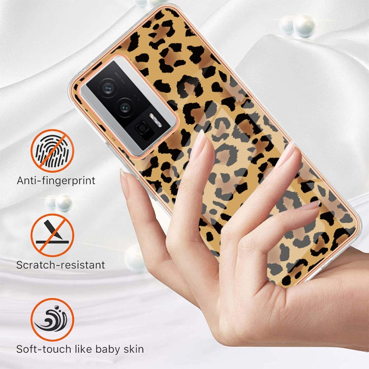 For Xiaomi Poco F5 Pro 5G / Redmi K60 Electroplating Marble Dual-side IMD Phone Case(Leopard Print) - Xiaomi Cases by PMC Jewellery | Online Shopping South Africa | PMC Jewellery | Buy Now Pay Later Mobicred