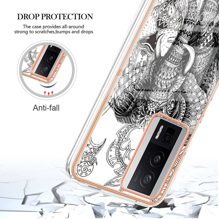 For Xiaomi Poco F5 Pro 5G / Redmi K60 Electroplating Marble Dual-side IMD Phone Case(Totem Elephant) - Xiaomi Cases by PMC Jewellery | Online Shopping South Africa | PMC Jewellery | Buy Now Pay Later Mobicred