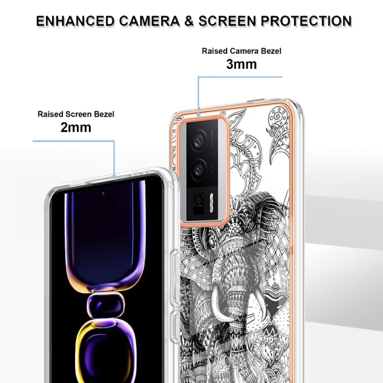 For Xiaomi Poco F5 Pro 5G / Redmi K60 Electroplating Marble Dual-side IMD Phone Case(Totem Elephant) - Xiaomi Cases by PMC Jewellery | Online Shopping South Africa | PMC Jewellery | Buy Now Pay Later Mobicred