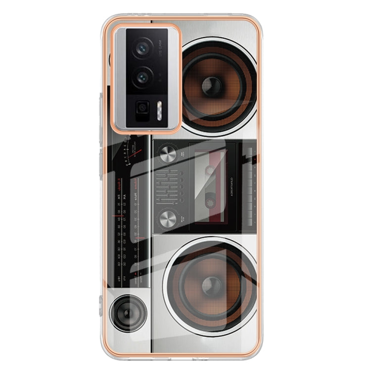 For Xiaomi Poco F5 Pro 5G / Redmi K60 Electroplating Marble Dual-side IMD Phone Case(Retro Radio) - Xiaomi Cases by PMC Jewellery | Online Shopping South Africa | PMC Jewellery | Buy Now Pay Later Mobicred