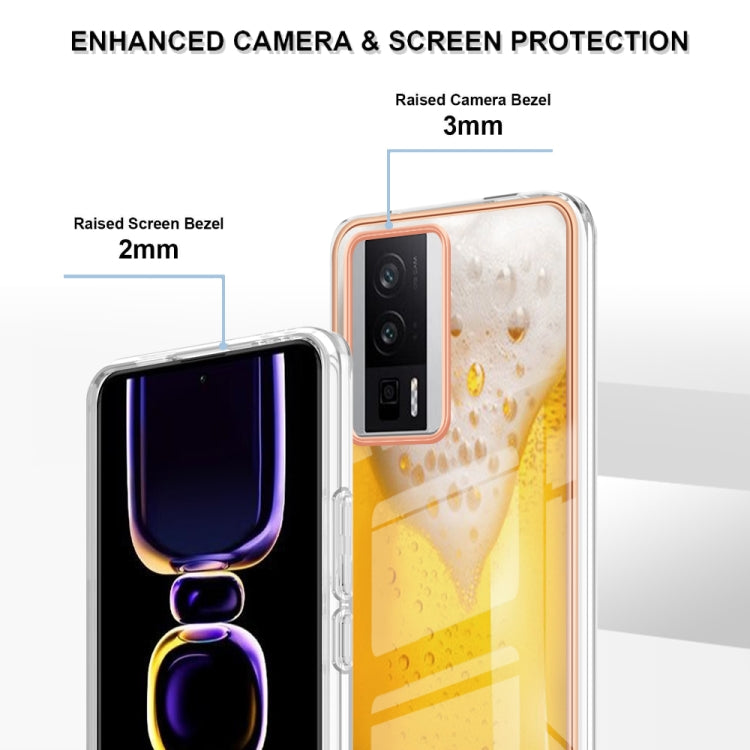 For Xiaomi Poco F5 Pro 5G / Redmi K60 Electroplating Marble Dual-side IMD Phone Case(Draft Beer) - Xiaomi Cases by PMC Jewellery | Online Shopping South Africa | PMC Jewellery | Buy Now Pay Later Mobicred