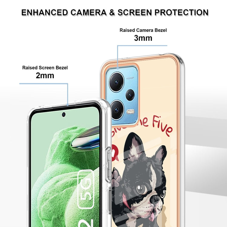 For Xiaomi Redmi Note 12 5G Global Electroplating Marble Dual-side IMD Phone Case(Lucky Dog) - Xiaomi Cases by PMC Jewellery | Online Shopping South Africa | PMC Jewellery | Buy Now Pay Later Mobicred