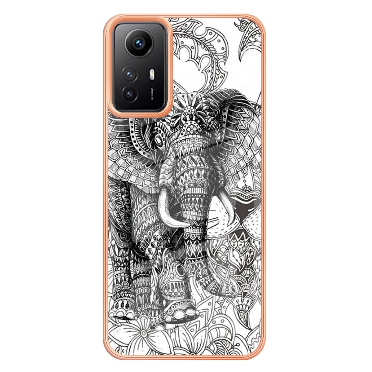 Xiaomi Redmi Note 12S 4G Electroplating Marble Dual-side IMD Phone Case(Totem Elephant) - Xiaomi Cases by PMC Jewellery | Online Shopping South Africa | PMC Jewellery | Buy Now Pay Later Mobicred