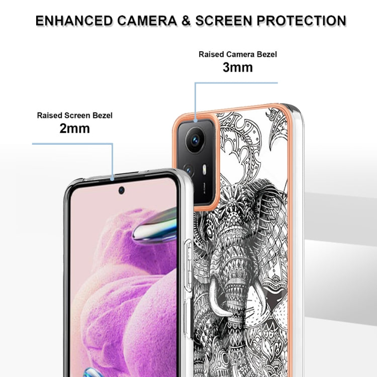 Xiaomi Redmi Note 12S 4G Electroplating Marble Dual-side IMD Phone Case(Totem Elephant) - Xiaomi Cases by PMC Jewellery | Online Shopping South Africa | PMC Jewellery | Buy Now Pay Later Mobicred