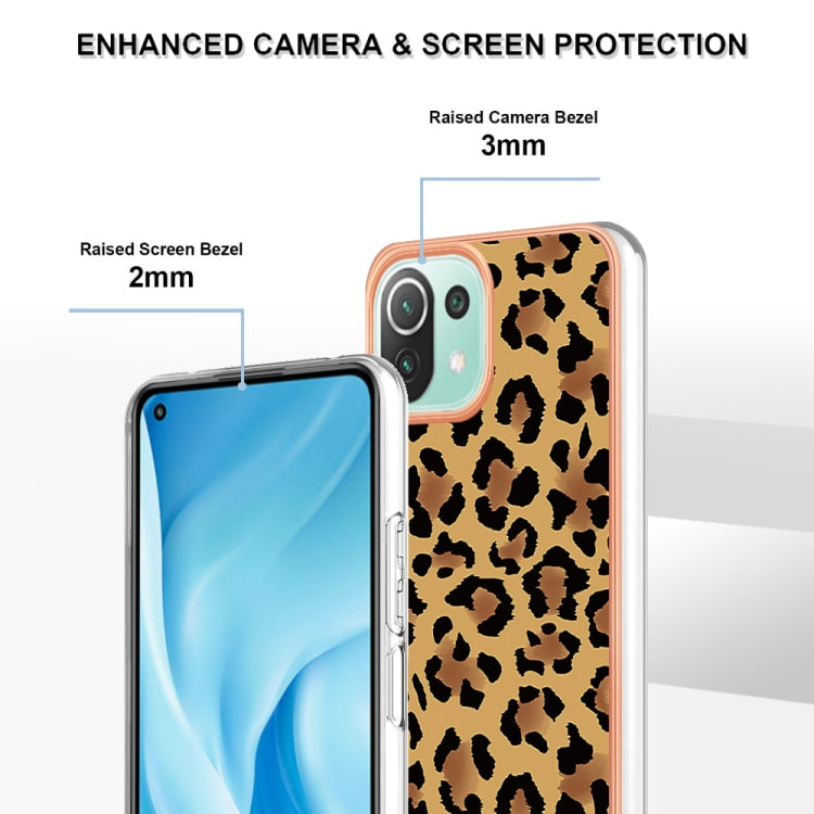 For Xiaomi 11 Lite Electroplating Marble Dual-side IMD Phone Case(Leopard Print) - Xiaomi Cases by PMC Jewellery | Online Shopping South Africa | PMC Jewellery | Buy Now Pay Later Mobicred