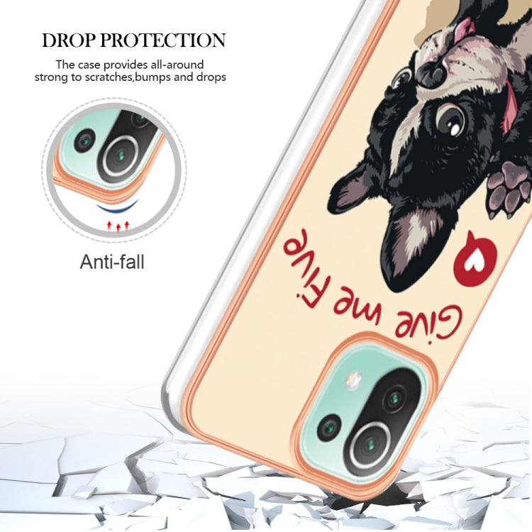 For Xiaomi 11 Lite Electroplating Marble Dual-side IMD Phone Case(Lucky Dog) - Xiaomi Cases by PMC Jewellery | Online Shopping South Africa | PMC Jewellery | Buy Now Pay Later Mobicred