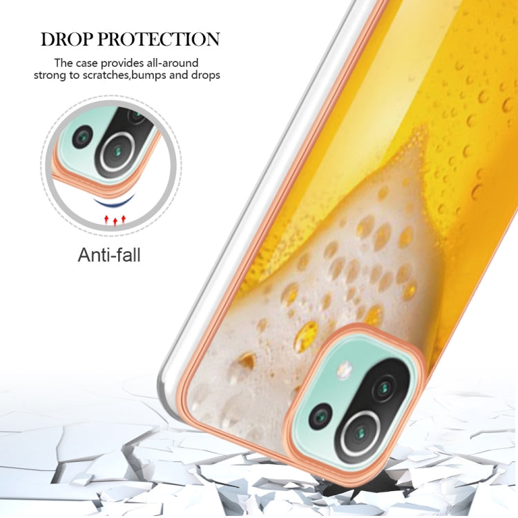 For Xiaomi 11 Lite Electroplating Marble Dual-side IMD Phone Case(Draft Beer) - Xiaomi Cases by PMC Jewellery | Online Shopping South Africa | PMC Jewellery | Buy Now Pay Later Mobicred