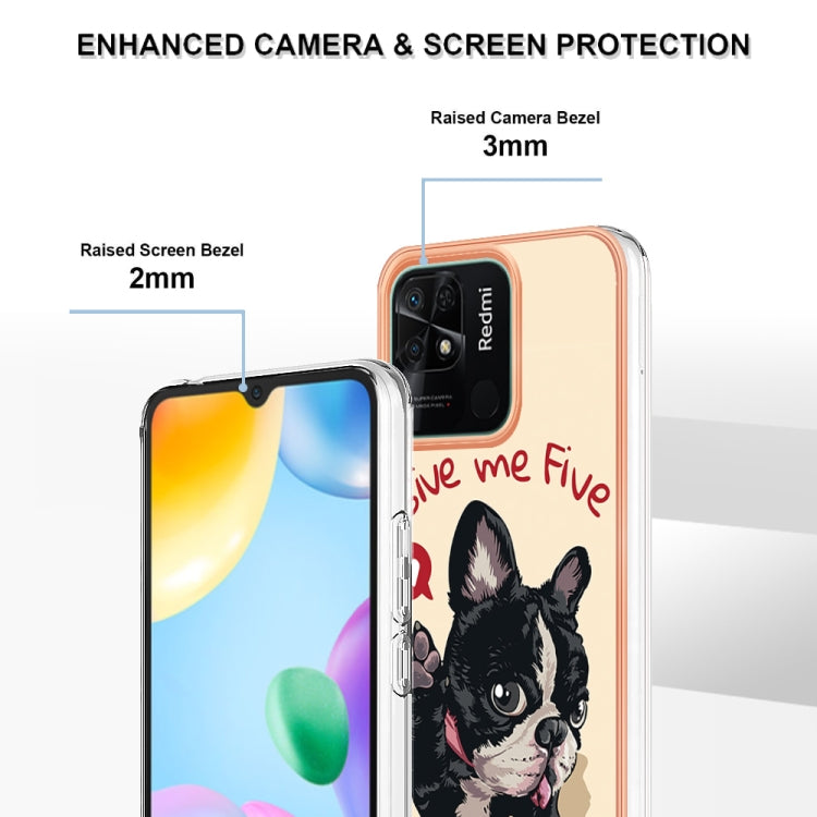 For Xiaomi Redmi 10C Electroplating Marble Dual-side IMD Phone Case(Lucky Dog) - Xiaomi Cases by PMC Jewellery | Online Shopping South Africa | PMC Jewellery | Buy Now Pay Later Mobicred