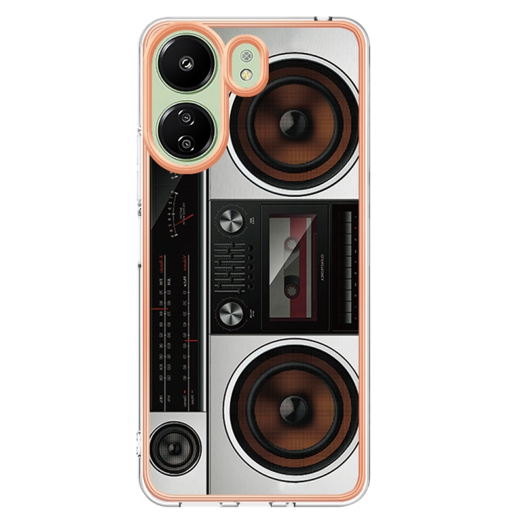 For Xiaomi Redmi 13C 4G Electroplating Marble Dual-side IMD Phone Case(Retro Radio) - 13C Cases by PMC Jewellery | Online Shopping South Africa | PMC Jewellery | Buy Now Pay Later Mobicred