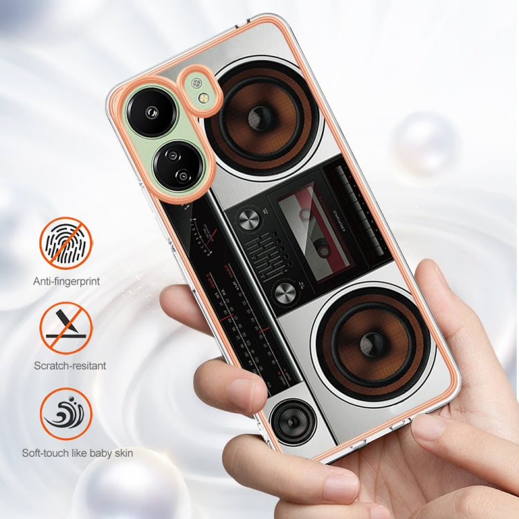 For Xiaomi Redmi 13C 4G Electroplating Marble Dual-side IMD Phone Case(Retro Radio) - 13C Cases by PMC Jewellery | Online Shopping South Africa | PMC Jewellery | Buy Now Pay Later Mobicred