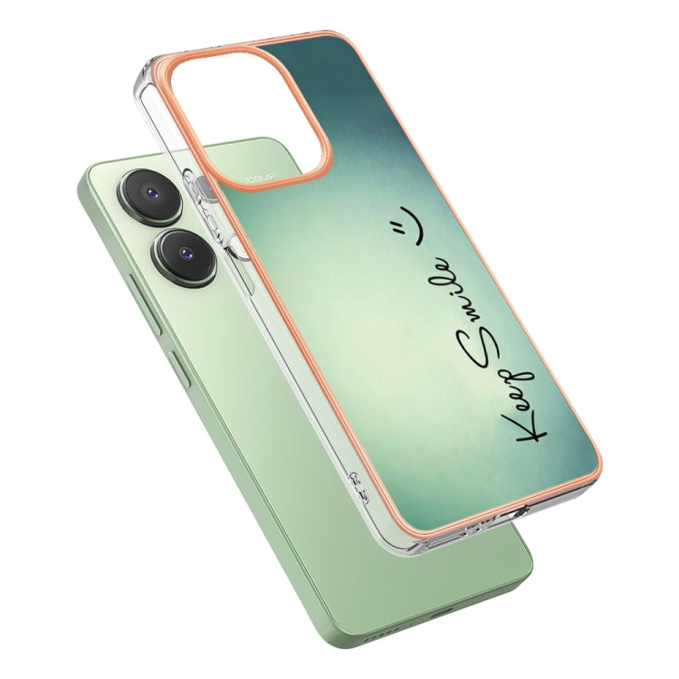 For Xiaomi Redmi Note 13 4G Global Electroplating Marble Dual-side IMD Phone Case(Smile) - Note 13 Cases by PMC Jewellery | Online Shopping South Africa | PMC Jewellery | Buy Now Pay Later Mobicred