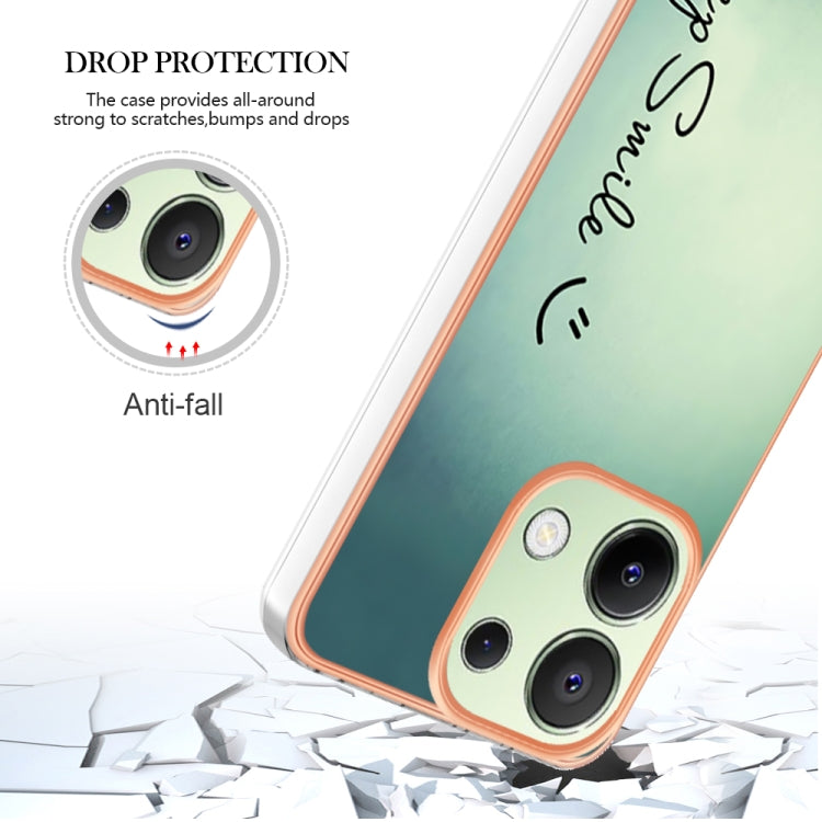 For Xiaomi Redmi Note 13 4G Global Electroplating Marble Dual-side IMD Phone Case(Smile) - Note 13 Cases by PMC Jewellery | Online Shopping South Africa | PMC Jewellery | Buy Now Pay Later Mobicred