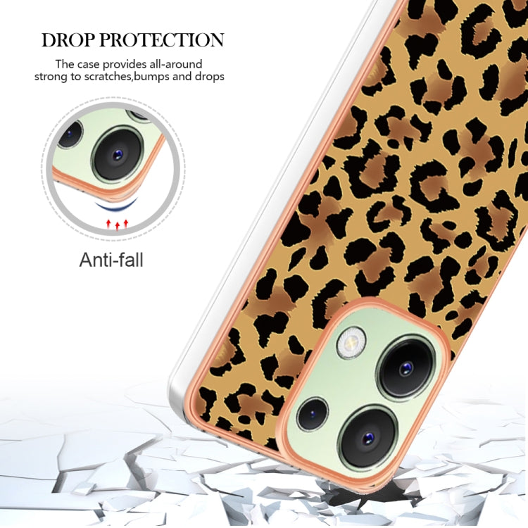 For Xiaomi Redmi Note 13 4G Global Electroplating Marble Dual-side IMD Phone Case(Leopard Print) - Note 13 Cases by PMC Jewellery | Online Shopping South Africa | PMC Jewellery | Buy Now Pay Later Mobicred