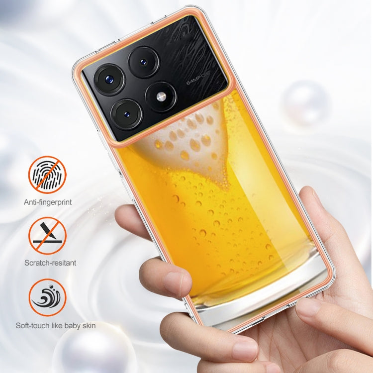 For Xiaomi Poco X6 Pro / Redmi K70E Electroplating Marble Dual-side IMD Phone Case(Draft Beer) - K70E Cases by PMC Jewellery | Online Shopping South Africa | PMC Jewellery | Buy Now Pay Later Mobicred