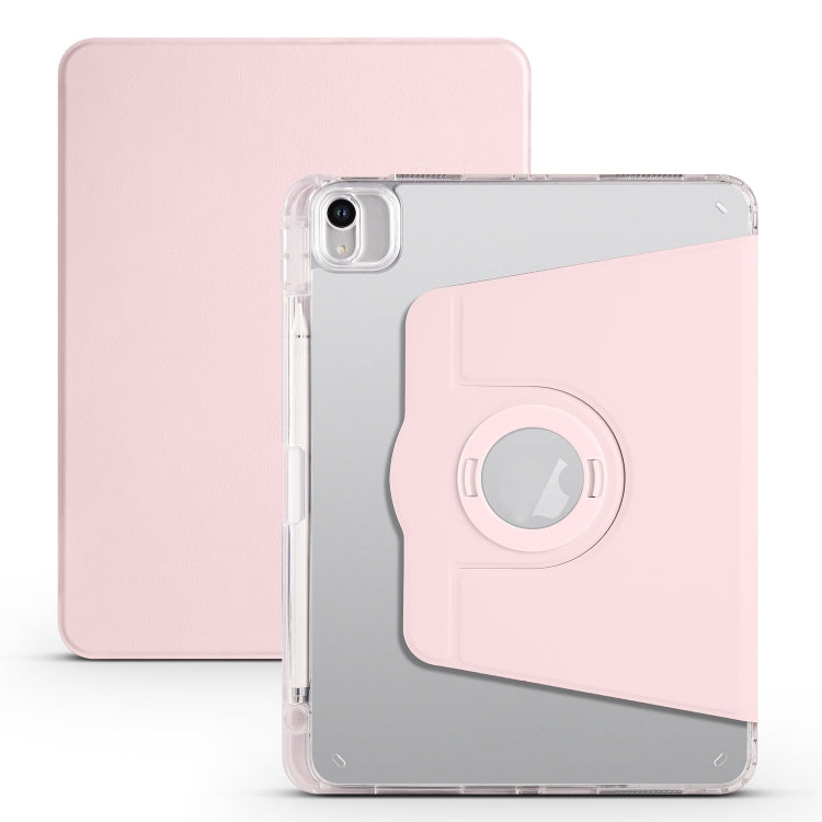 For iPad Air 13 2024 Clear Acrylic 360 Rotation Detachable Leather Tablet Case(Pink) - iPad Air 13 2024 Cases by PMC Jewellery | Online Shopping South Africa | PMC Jewellery | Buy Now Pay Later Mobicred