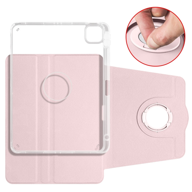For iPad Air 13 2024 Clear Acrylic 360 Rotation Detachable Leather Tablet Case(Pink) - iPad Air 13 2024 Cases by PMC Jewellery | Online Shopping South Africa | PMC Jewellery | Buy Now Pay Later Mobicred