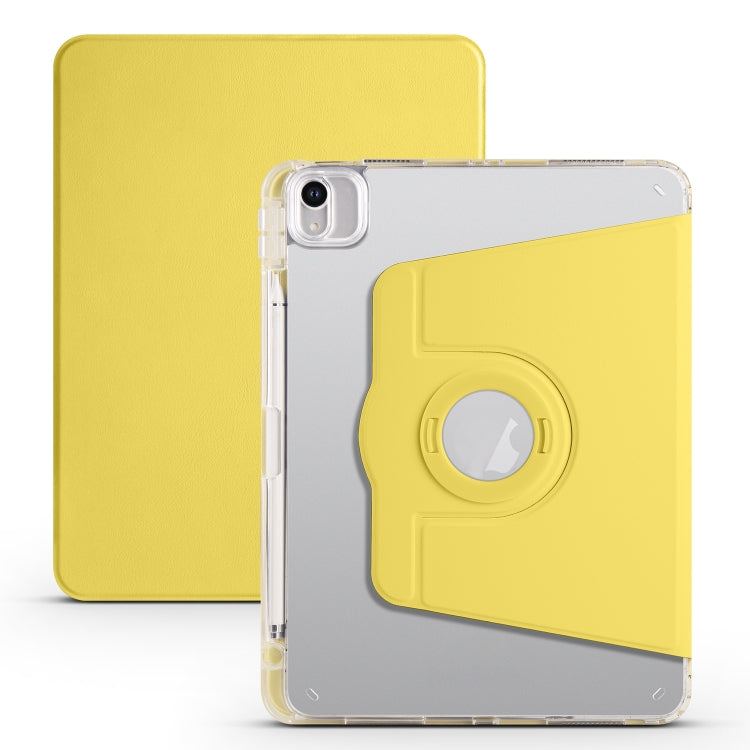 For iPad Air 13 2024 Clear Acrylic 360 Rotation Detachable Leather Tablet Case(Yellow) - iPad Air 13 2024 Cases by PMC Jewellery | Online Shopping South Africa | PMC Jewellery | Buy Now Pay Later Mobicred