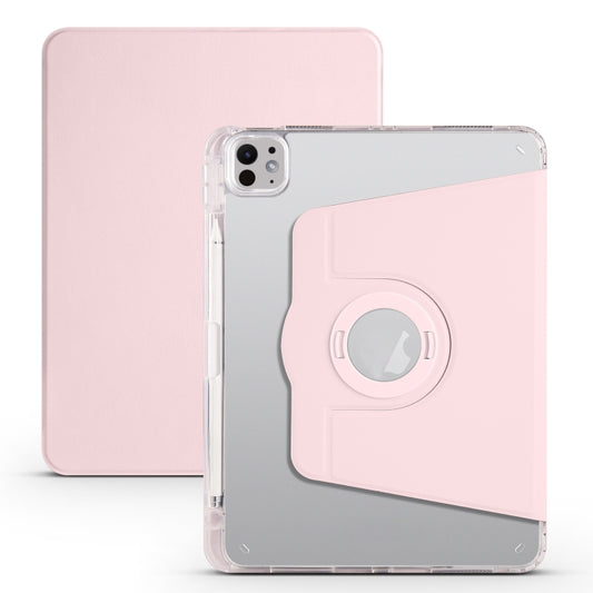 For iPad Pro 11 2024 Clear Acrylic 360 Rotation Detachable Leather Tablet Case(Pink) - iPad Pro 11 2024 Cases by PMC Jewellery | Online Shopping South Africa | PMC Jewellery | Buy Now Pay Later Mobicred