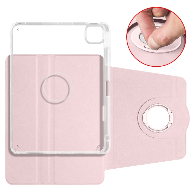 For iPad Pro 11 2024 Clear Acrylic 360 Rotation Detachable Leather Tablet Case(Pink) - free shipping - PMC TechLife - Order now!