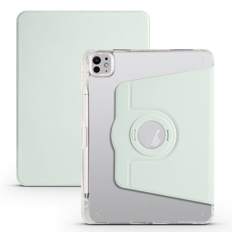For iPad Pro 11 2024 Clear Acrylic 360 Rotation Detachable Leather Tablet Case(Light Green) - iPad Pro 11 2024 Cases by PMC TechLife | Online Shopping South Africa | PMC TechLife | Buy Now Pay Later Mobicred