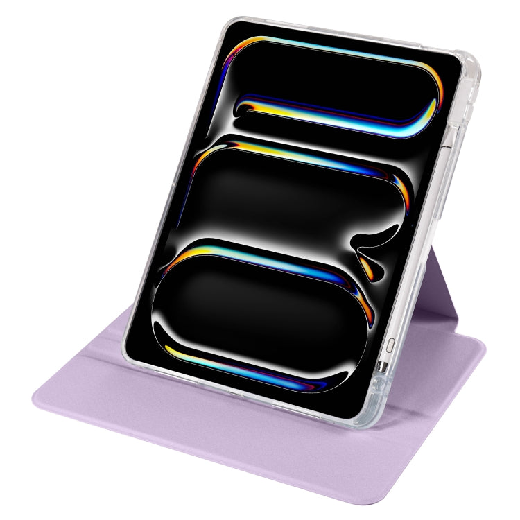 For iPad Pro 11 2024 Clear Acrylic 360 Rotation Detachable Leather Tablet Case(Light Purple) - iPad Pro 11 2024 Cases by PMC TechLife | Online Shopping South Africa | PMC TechLife | Buy Now Pay Later Mobicred