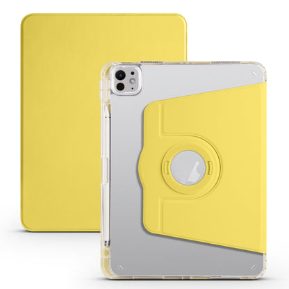 For iPad Pro 13 2024 Clear Acrylic 360 Rotation Detachable Leather Tablet Case(Yellow) - iPad Pro 13 2024 Cases by PMC Jewellery | Online Shopping South Africa | PMC Jewellery | Buy Now Pay Later Mobicred