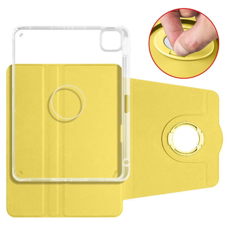 For iPad Pro 13 2024 Clear Acrylic 360 Rotation Detachable Leather Tablet Case(Yellow) - iPad Pro 13 2024 Cases by PMC Jewellery | Online Shopping South Africa | PMC Jewellery | Buy Now Pay Later Mobicred