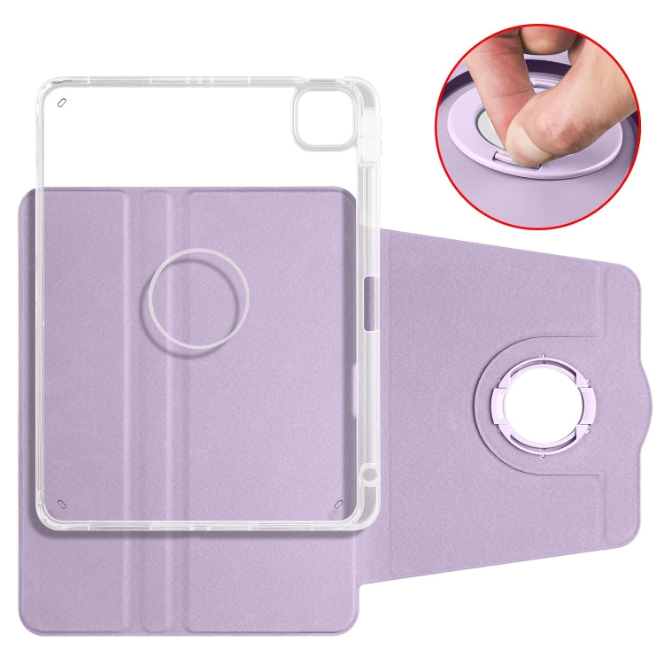 For iPad Pro 13 2024 Clear Acrylic 360 Rotation Detachable Leather Tablet Case(Light Purple) - iPad Pro 13 2024 Cases by PMC TechLife | Online Shopping South Africa | PMC TechLife | Buy Now Pay Later Mobicred