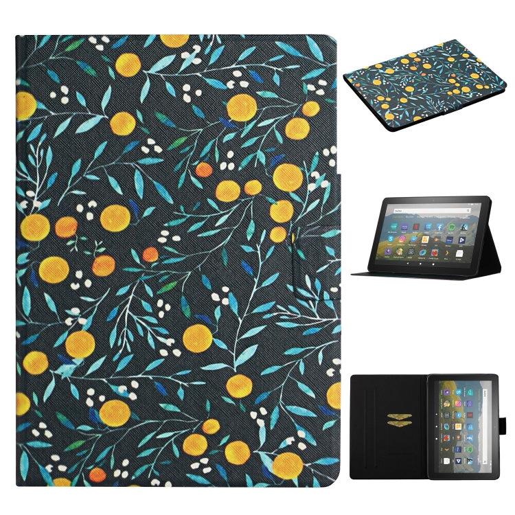 For Amazon Kindle Fire Max 11 Colored Drawing Flower Smart Leather Tablet Case(Yellow Fruit) - Amazon by PMC TechLife | Online Shopping South Africa | PMC TechLife | Buy Now Pay Later Mobicred