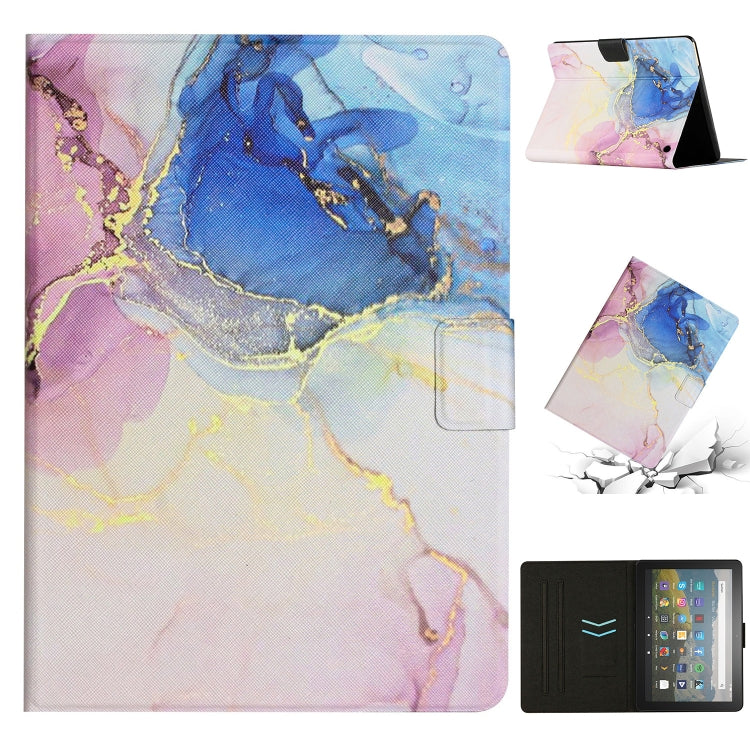 For Amazon Kindle Fire Max 11 Colored Drawing Marble Smart Leather Tablet Case(Pink Blue) - Amazon by PMC TechLife | Online Shopping South Africa | PMC TechLife | Buy Now Pay Later Mobicred