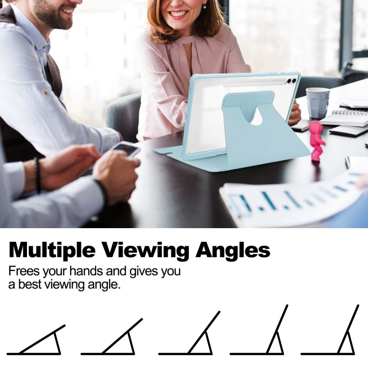 For Samsung Galaxy Tab S9 FE+ 360 Rotation Transparent Smart Leather Case with Keyboard(Sky Blue) - Galaxy Tab S9 FE+ by PMC TechLife | Online Shopping South Africa | PMC TechLife