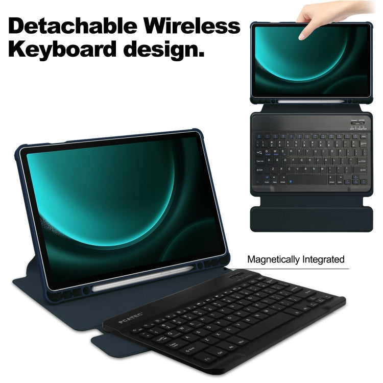 For Samsung Galaxy Tab S9 FE+ 360 Rotation Transparent Smart Leather Case with Keyboard(Dark Blue) - Galaxy Tab S9 FE+ by PMC TechLife | Online Shopping South Africa | PMC TechLife